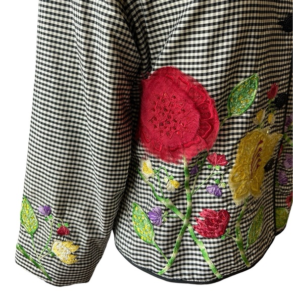 Vintage ANAGE jacket:  gingham, embroidered, beaded, sequined, floral details - Picture 6 of 17